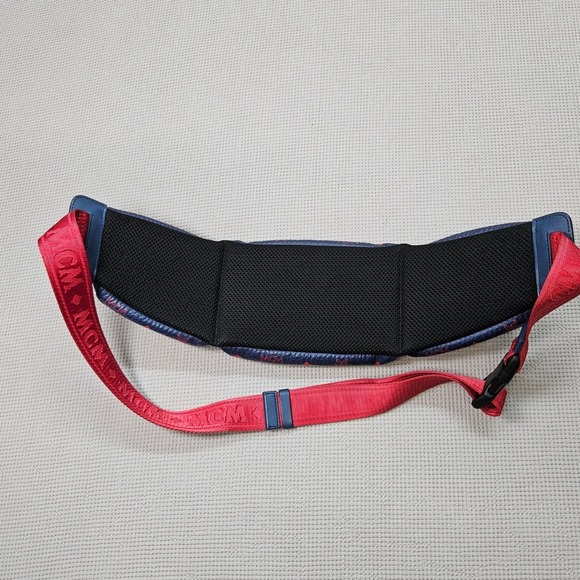 MCM Fursten Visetos Belt Bag Navy Red Coated Canvas Waist Pack MUL9AJV62VS001 - Picture 6 of 16
